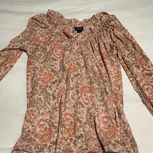 Daytrip Paisley Long-Sleeve Blouse in Pink and Cream